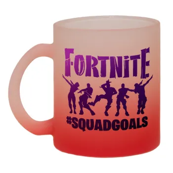 Fortnite #squadgoals, Κούπα γυάλινη δίχρωμη με βάση το κόκκινο ματ, 330ml