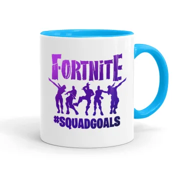 Fortnite #squadgoals, Κούπα χρωματιστή γαλάζια, κεραμική, 330ml