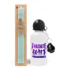 Easter Set, metallic aluminum water bottle (500ml) & scented flat candle (30cm) (TURQUOISE)