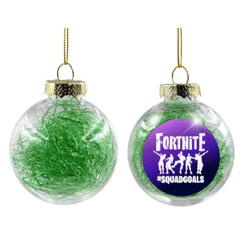 Fortnite #squadgoals, Transparent Christmas tree ball ornament with green filling 8cm