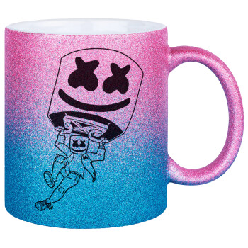 Fortnite Marshmello, Κούπα Χρυσή/Μπλε Glitter, κεραμική, 330ml