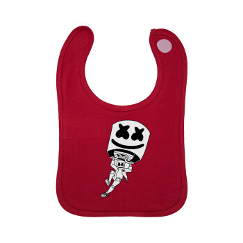 Fortnite Marshmello, Σαλιάρα με Σκρατς Κόκκινη 100% Organic Cotton (0-18 months)
