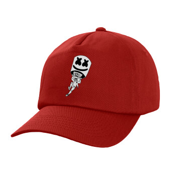 Fortnite Marshmello, Καπέλο παιδικό Baseball, 100% Βαμβακερό,  Κόκκινο