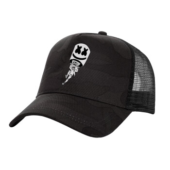Fortnite Marshmello, Adult Structured Trucker Hat, with Mesh, Dark Army (100% COTTON, ADULT, UNISEX, ONE SIZE)