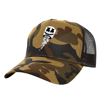 Fortnite Marshmello, Adult Structured Trucker Hat, with Mesh, (Camouflage) Army (100% COTTON, ADULT, UNISEX, ONE SIZE)
