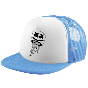 Fortnite Marshmello, Καπέλο παιδικό Soft Trucker με Δίχτυ Γαλάζιο/Λευκό