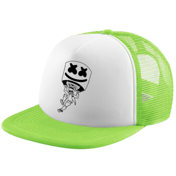Fortnite Marshmello, Καπέλο παιδικό Soft Trucker με Δίχτυ Πράσινο/Λευκό