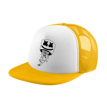 Fortnite Marshmello, Καπέλο παιδικό Soft Trucker με Δίχτυ Κίτρινο/White 