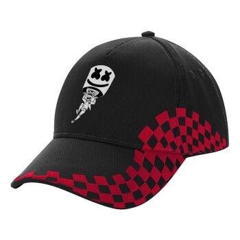 Fortnite Marshmello, Adult Cap RACING Ultimate Black/Red, (100% COTTON DRILL, ADULT, UNISEX, ONE SIZE)