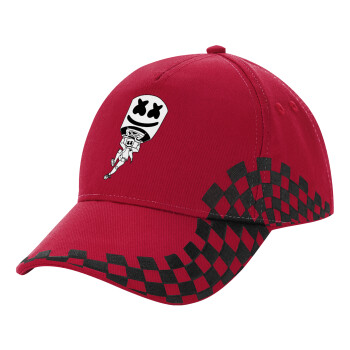 Fortnite Marshmello, Adult Cap RACING Ultimate Red/Black, (100% COTTON DRILL, ADULT, UNISEX, ONE SIZE ADULT)