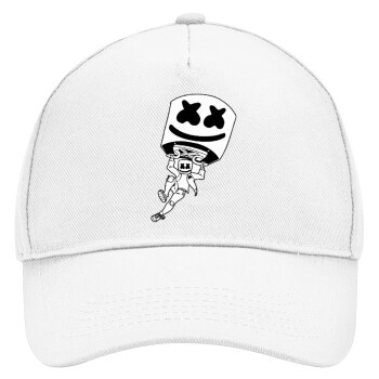 Fortnite Marshmello, Adult Baseball Cap, Drill, White (100% COTTON, ADULT, UNISEX, ONE SIZE)