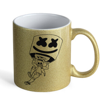Fortnite Marshmello, Κούπα Χρυσή Glitter που γυαλίζει, κεραμική, 330ml