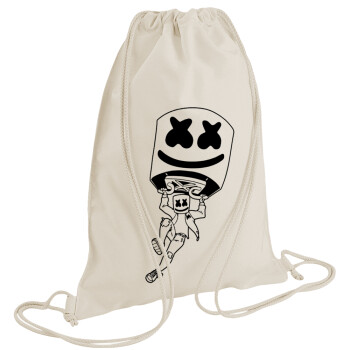 Fortnite Marshmello, Backpack bag GYMBAG natural (28x40cm)