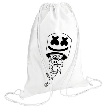 Fortnite Marshmello, Τσάντα πλάτης πουγκί GYMBAG λευκή (28x40cm)