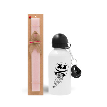 Fortnite Marshmello, Easter Set, metallic aluminum bottle (500ml) & aromatic flat Easter candle (30cm) (PINK)