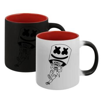 Fortnite Marshmello, Κούπα Μαγική εσωτερικό κόκκινο, κεραμική, 330ml που αλλάζει χρώμα με το ζεστό ρόφημα