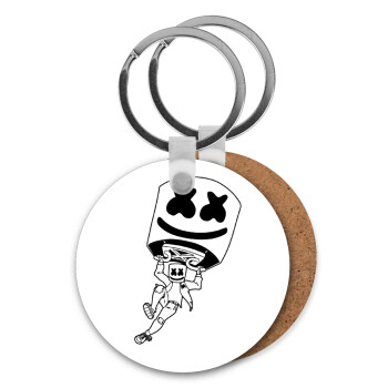 Fortnite Marshmello, Μπρελόκ Ξύλινο στρογγυλό MDF Φ5cm
