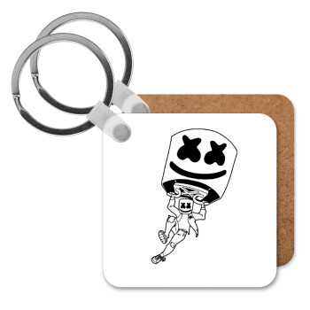 Fortnite Marshmello, Μπρελόκ Ξύλινο τετράγωνο MDF