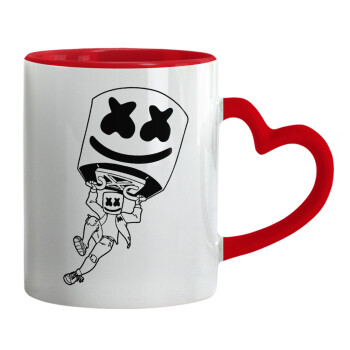 Fortnite Marshmello, Mug heart red handle, ceramic, 330ml