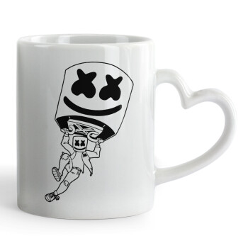 Fortnite Marshmello, Mug heart handle, ceramic, 330ml