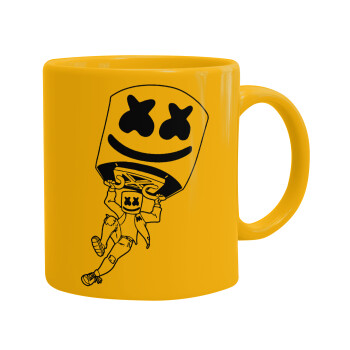 Fortnite Marshmello, Ceramic coffee mug yellow, 330ml (1pcs)