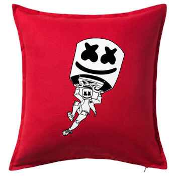 Fortnite Marshmello, Μαξιλάρι καναπέ Κόκκινο 100% βαμβάκι, περιέχεται το γέμισμα (50x50cm)