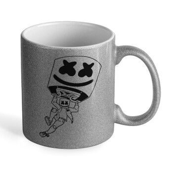 Fortnite Marshmello, Κούπα Ασημένια Glitter που γυαλίζει, κεραμική, 330ml