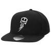 Adult Flat Snapback Hat Black, (100% COTTON TWILL, ADULT, UNISEX, ONE SIZE)