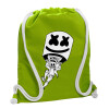 Backpack bag GYMBAG LIME GREEN, with pocket (40x48cm) & thick cords