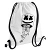 Backpack pouch GYMBAG white, with pocket (40x48cm) & thick cords