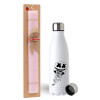 Easter Set, metallic stainless steel water bottle (750ml) & scented flat Easter candle (30cm) (PINK)