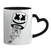 Mug heart black handle, ceramic, 330ml
