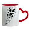 Mug heart red handle, ceramic, 330ml