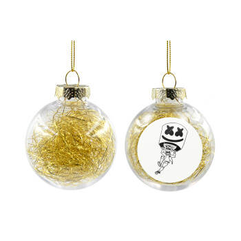 Fortnite Marshmello, Transparent Christmas tree ball ornament with gold filling 8cm