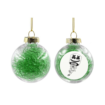 Fortnite Marshmello, Χριστουγεννιάτικη μπάλα δένδρου διάφανη με πράσινο γέμισμα 8cm