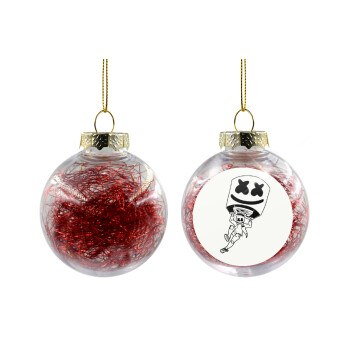 Fortnite Marshmello, Χριστουγεννιάτικη μπάλα δένδρου διάφανη με κόκκινο γέμισμα 8cm