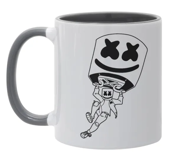 Fortnite Marshmello — Κούπα χρωματιστή γκρι, κεραμική, 330ml