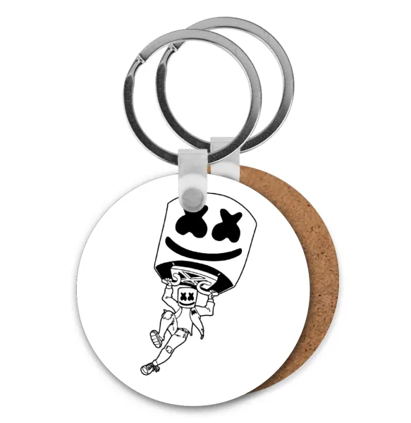 Fortnite Marshmello — Round wooden MDF keychain, Ø5cm