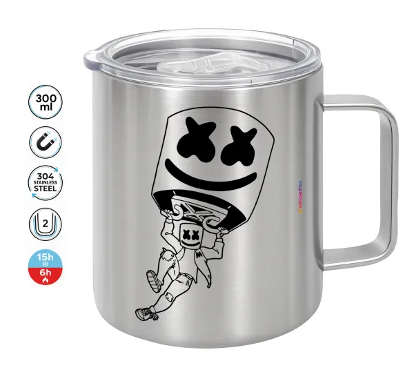 Fortnite Marshmello — Double-walled stainless steel mug 300ml with temperature-retaining lid