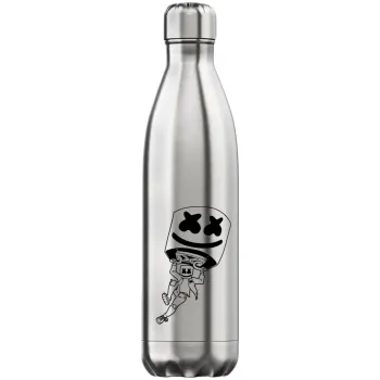 Fortnite Marshmello, Μεταλλικό παγούρι θερμός Inox (Stainless steel), διπλού τοιχώματος, 750ml