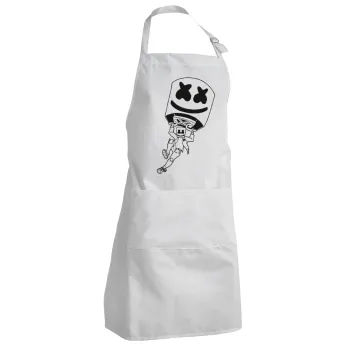 Fortnite Marshmello, Adult Chef Apron (with sliders and 2 pockets)