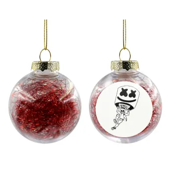 Fortnite Marshmello, Transparent Christmas tree ball ornament with red filling 8cm