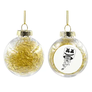 Fortnite Marshmello, Transparent Christmas tree ball ornament with gold filling 8cm