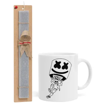 Fortnite Marshmello, Easter Set, Ceramic Cup (330ml) & Easter aromatic flat candle (30cm) (GRAY)