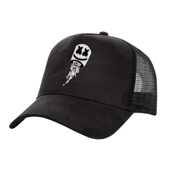 Fortnite Marshmello, Adult Structured Trucker Hat, with Mesh, Dark Army (100% COTTON, ADULT, UNISEX, ONE SIZE)