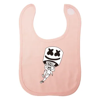 Fortnite Marshmello, Σαλιάρα με Σκρατς ΡΟΖ 100% Organic Cotton (0-18 months)