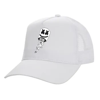 Fortnite Marshmello, Structured Trucker Adult Hat, with Mesh, WHITE (100% COTTON, ADULT, UNISEX, ONE SIZE)