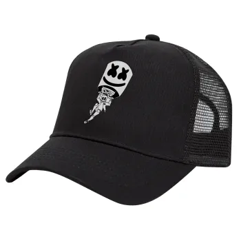 Fortnite Marshmello, Trucker Hat with Mesh, Black, (COTTON, KIDS, UNISEX, ONE SIZE)