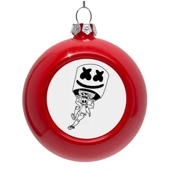 Fortnite Marshmello, Στολίδι Χριστουγεννιάτικη μπάλα δένδρου Κόκκινη 8cm
