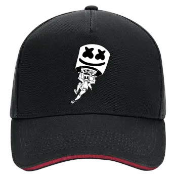 Fortnite Marshmello, DRILL Adult Ultimate Hat BLACK/RED, (100% COTTON, ADULT, UNISEX, ONE SIZE)